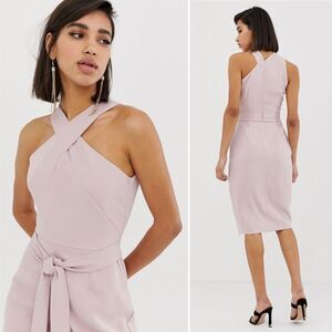 Lavish Alice Halter Neck Wrap Top Front Belted Pink 12